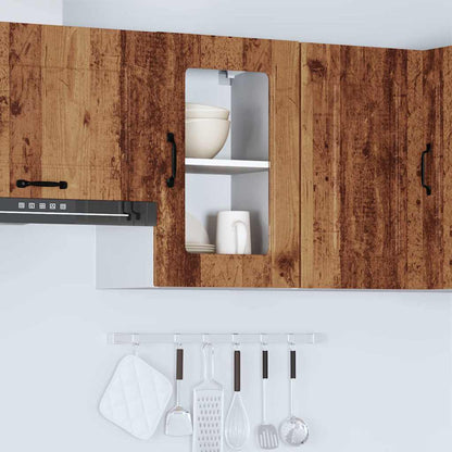 vidaXL Kitchen Wall Cabinet with Glass Door Kalmar Old Wood Engineered Wood 4
