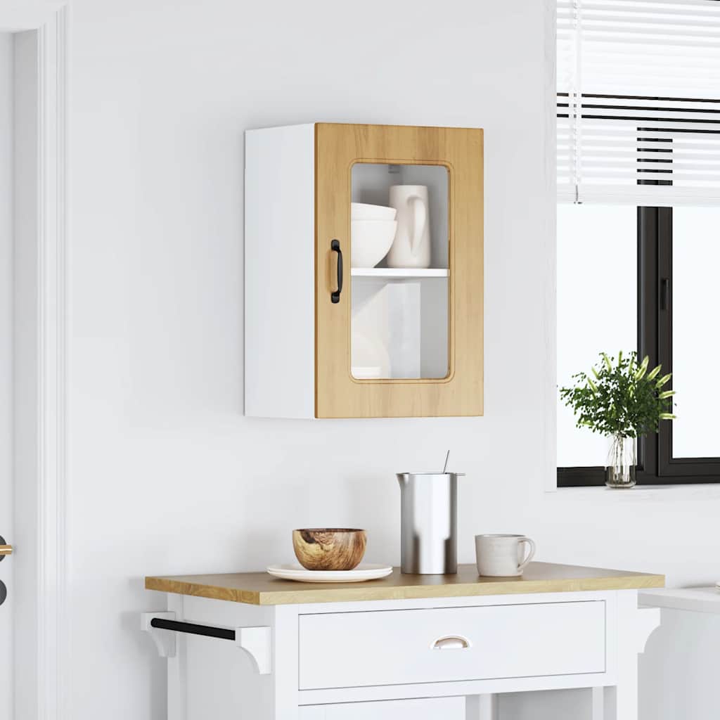 vidaXL Kitchen Wall Cabinet with Glass Door Kalmar Artisan Oak Engineered Wood 3