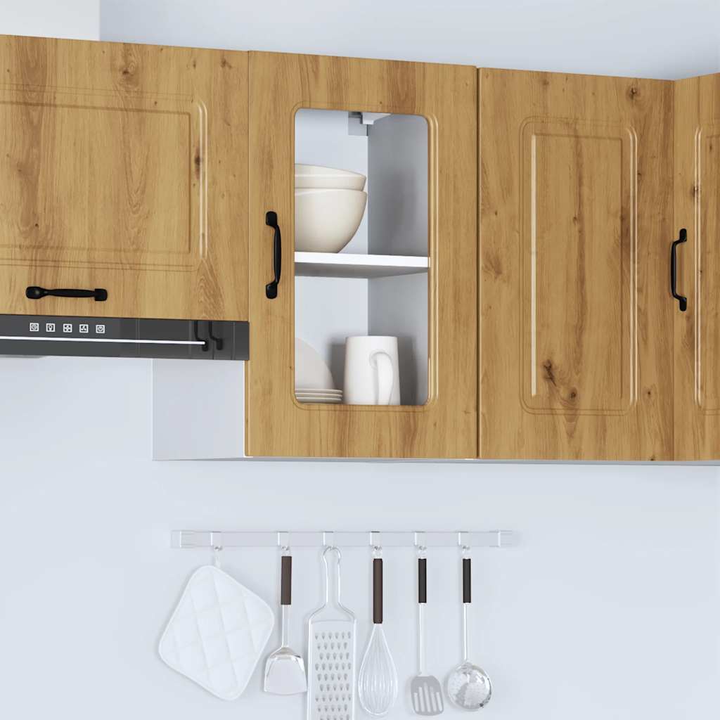 vidaXL Kitchen Wall Cabinet with Glass Door Kalmar Artisan Oak Engineered Wood 4