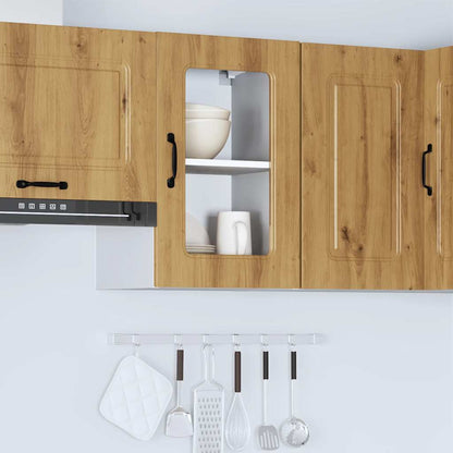 vidaXL Kitchen Wall Cabinet with Glass Door Kalmar Artisan Oak Engineered Wood 4