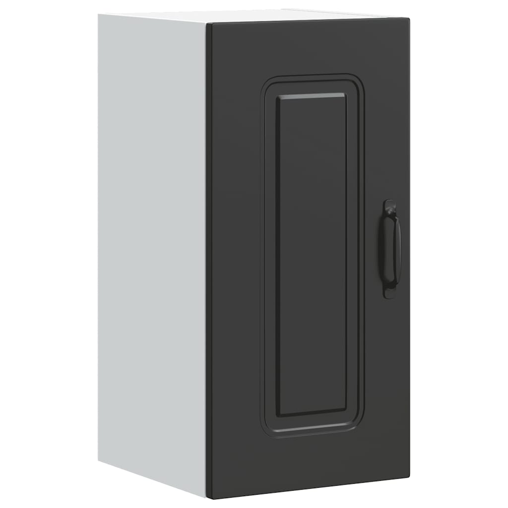 vidaXL Kitchen Wall Cabinet Kalmar Black Engineered Wood 2