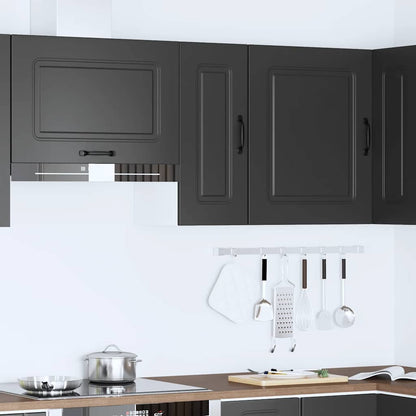 vidaXL Kitchen Wall Cabinet Kalmar Black Engineered Wood 3