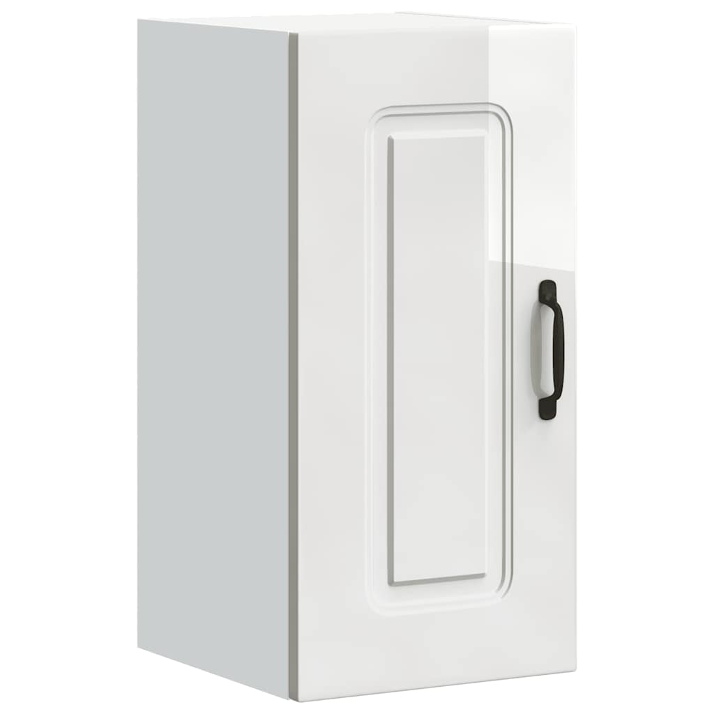 vidaXL Kitchen Wall Cabinet Kalmar High Gloss White Engineered Wood 2