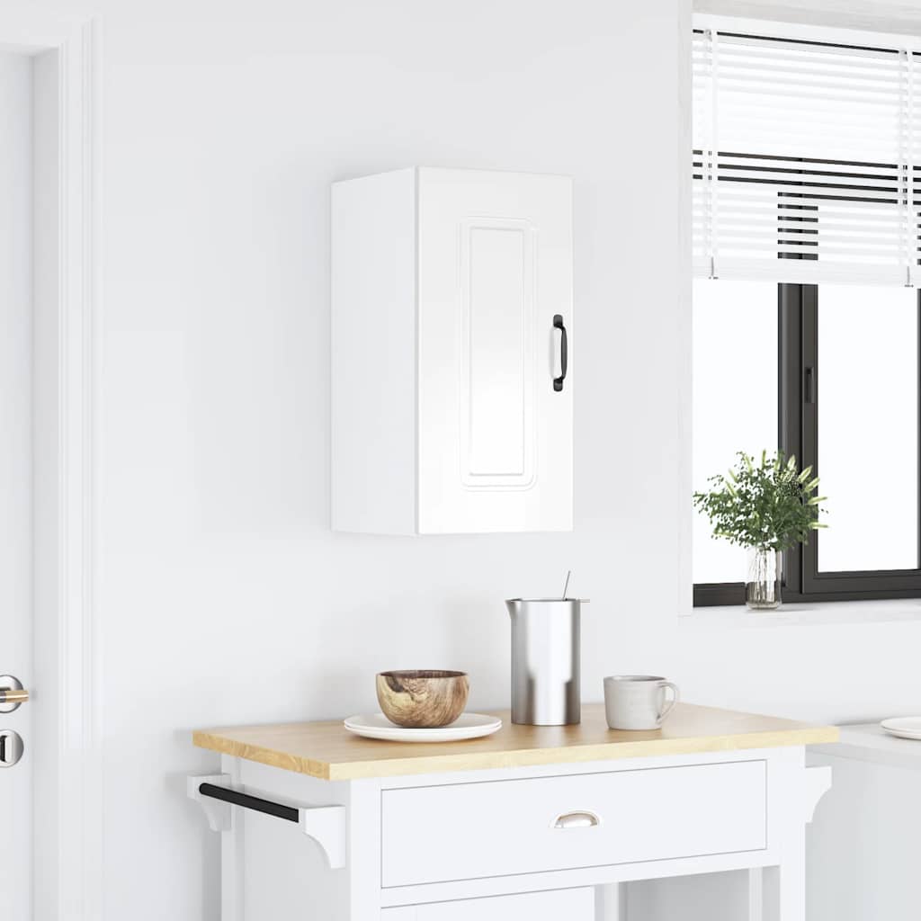 vidaXL Kitchen Wall Cabinet Kalmar High Gloss White Engineered Wood 1