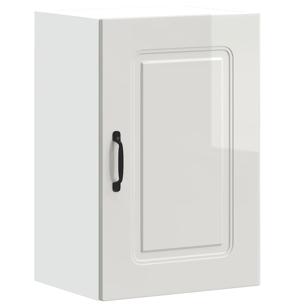 vidaXL Kitchen Wall Cabinet Kalmar High Gloss White Engineered Wood 2