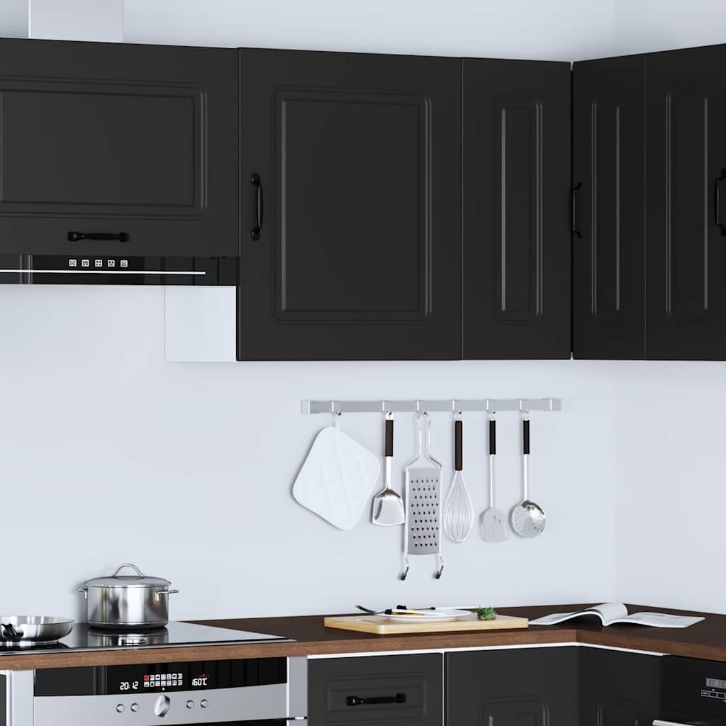 vidaXL Kitchen Wall Cabinet Kalmar Black Engineered Wood 3