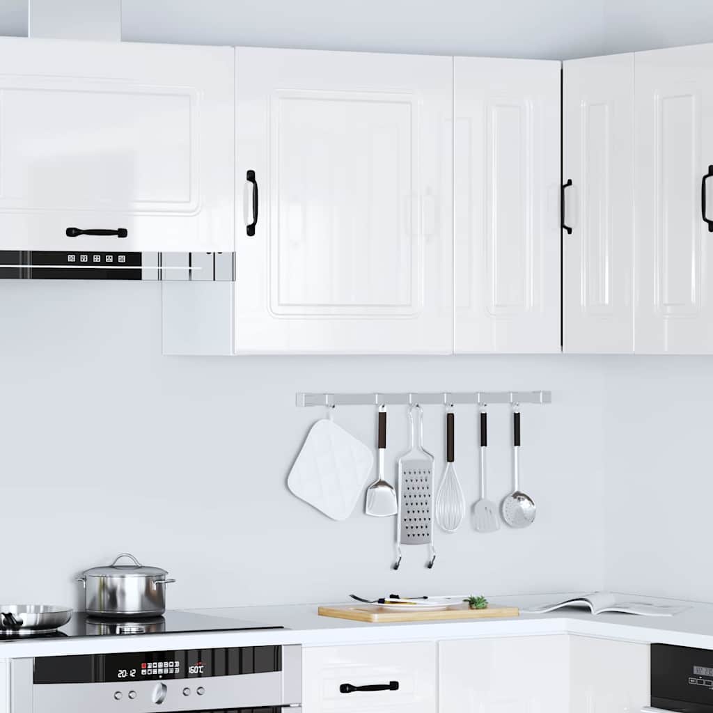 vidaXL Kitchen Wall Cabinet Kalmar High Gloss White Engineered Wood 3