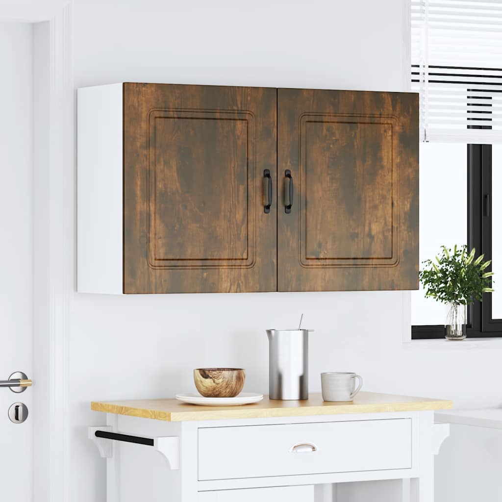 vidaXL Kitchen Wall Cabinet with Glass Door "Kalmar" Smoked Oak
