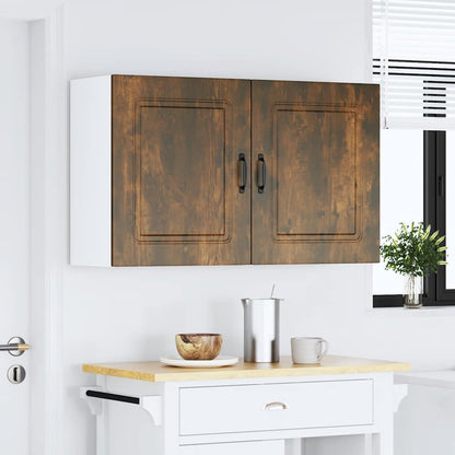 vidaXL Kitchen Wall Cabinet with Glass Door "Kalmar" Smoked Oak