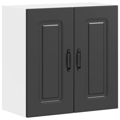 vidaXL Kitchen Wall Cabinet Kalmar Black Engineered Wood 2
