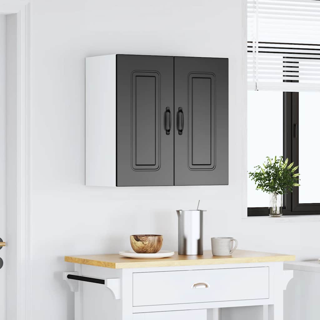 vidaXL Kitchen Wall Cabinet Kalmar Black Engineered Wood 3