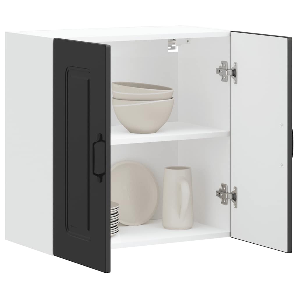 vidaXL Kitchen Wall Cabinet Kalmar Black Engineered Wood 4