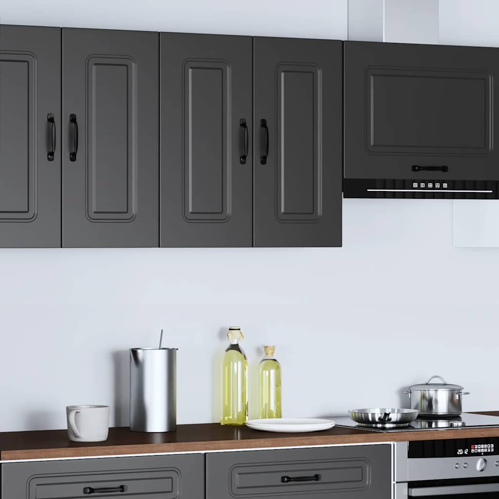 vidaXL Kitchen Wall Cabinet Kalmar Black Engineered Wood 1