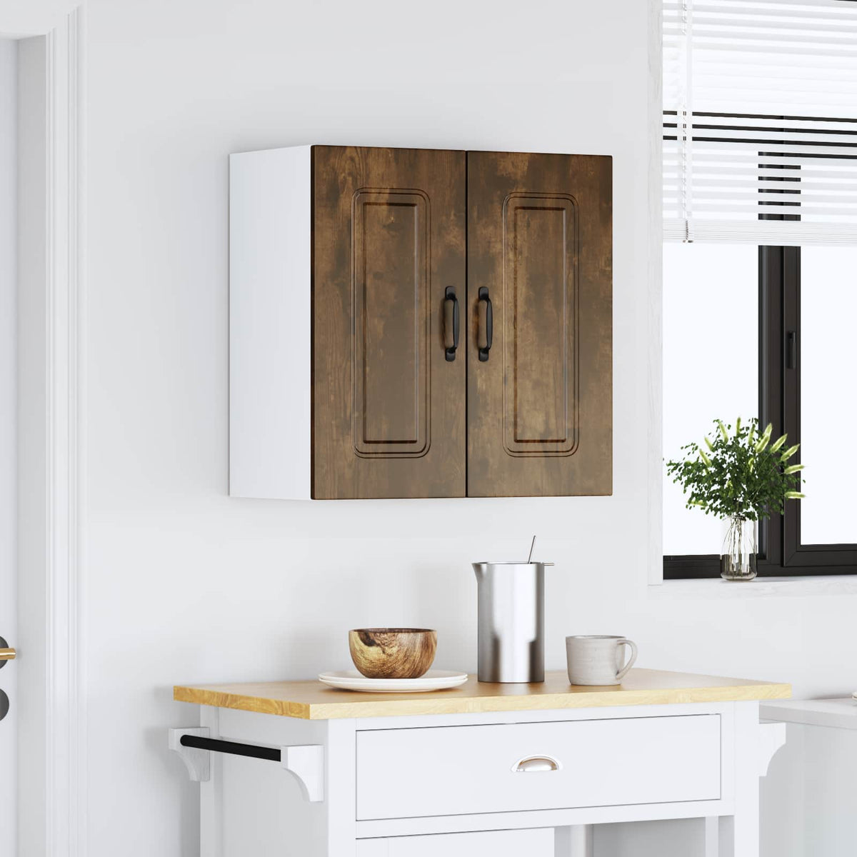 vidaXL Kitchen Wall Cabinet "Kalmar" Smoked Oak Engineered Wood 5