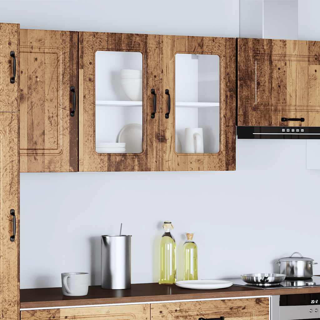 vidaXL Kitchen Wall Cabinet with Glass Door "Kalmar" Old Wood