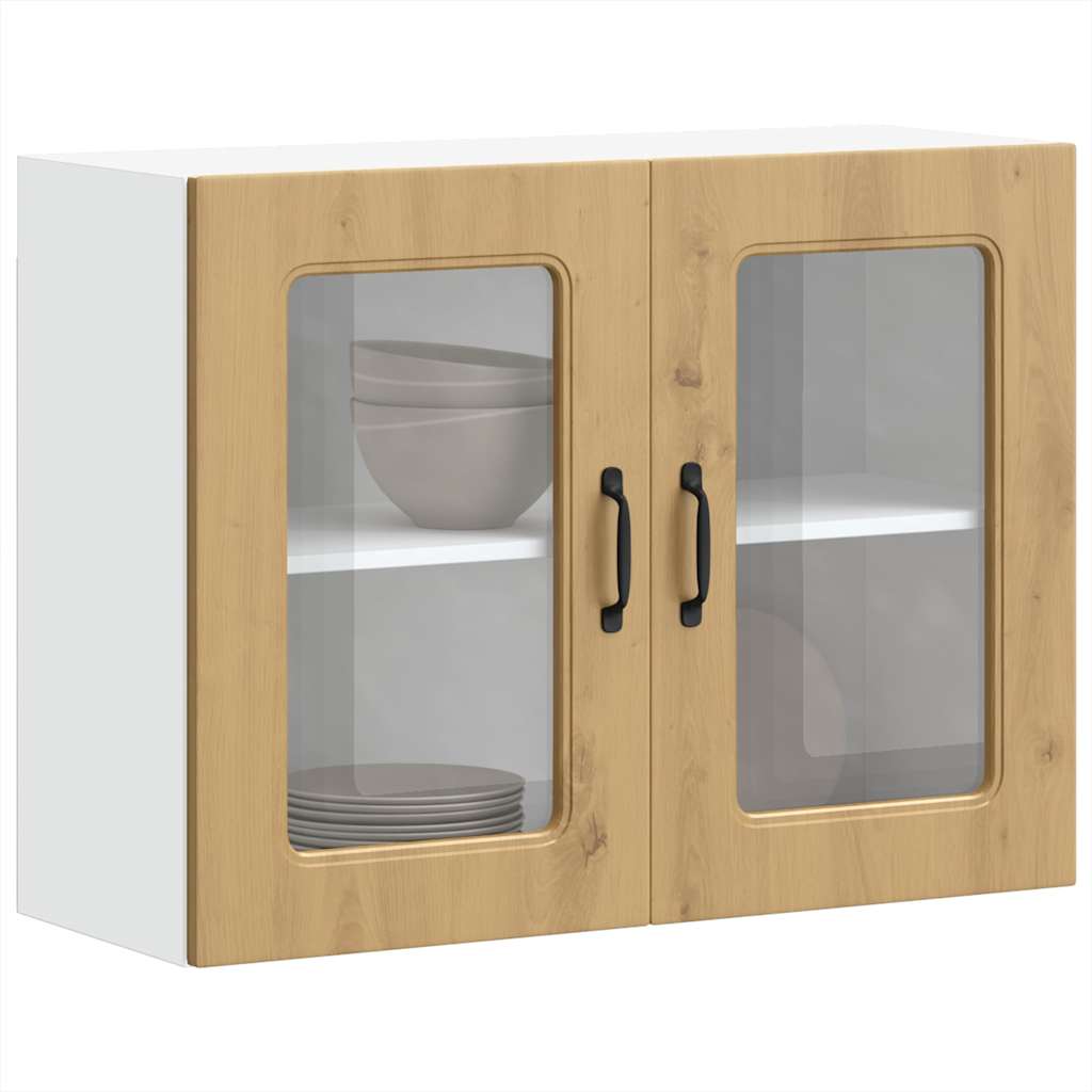 vidaXL Kitchen Wall Cabinet with Glass Door "Kalmar" Artisan Oak