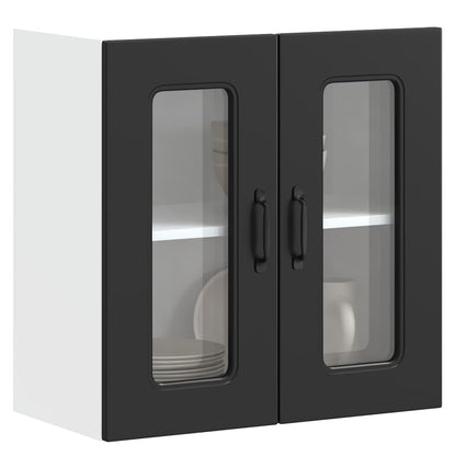 vidaXL Kitchen Wall Cabinet with Glass Door Kalmar Black Engineered Wood 1