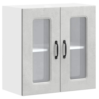 vidaXL Kitchen Wall Cabinet with Glass Door Kalmar Concrete Grey Engineered Wood 2