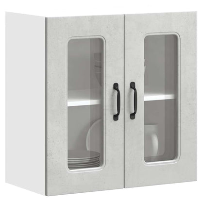 vidaXL Kitchen Wall Cabinet with Glass Door Kalmar Concrete Grey Engineered Wood 4