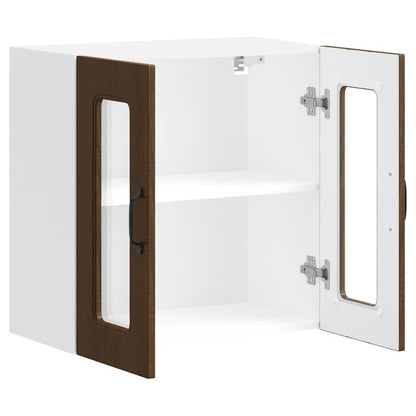 vidaXL Kitchen Wall Cabinet with Glass Door Kalmar Brown Oak Engineered Wood 6