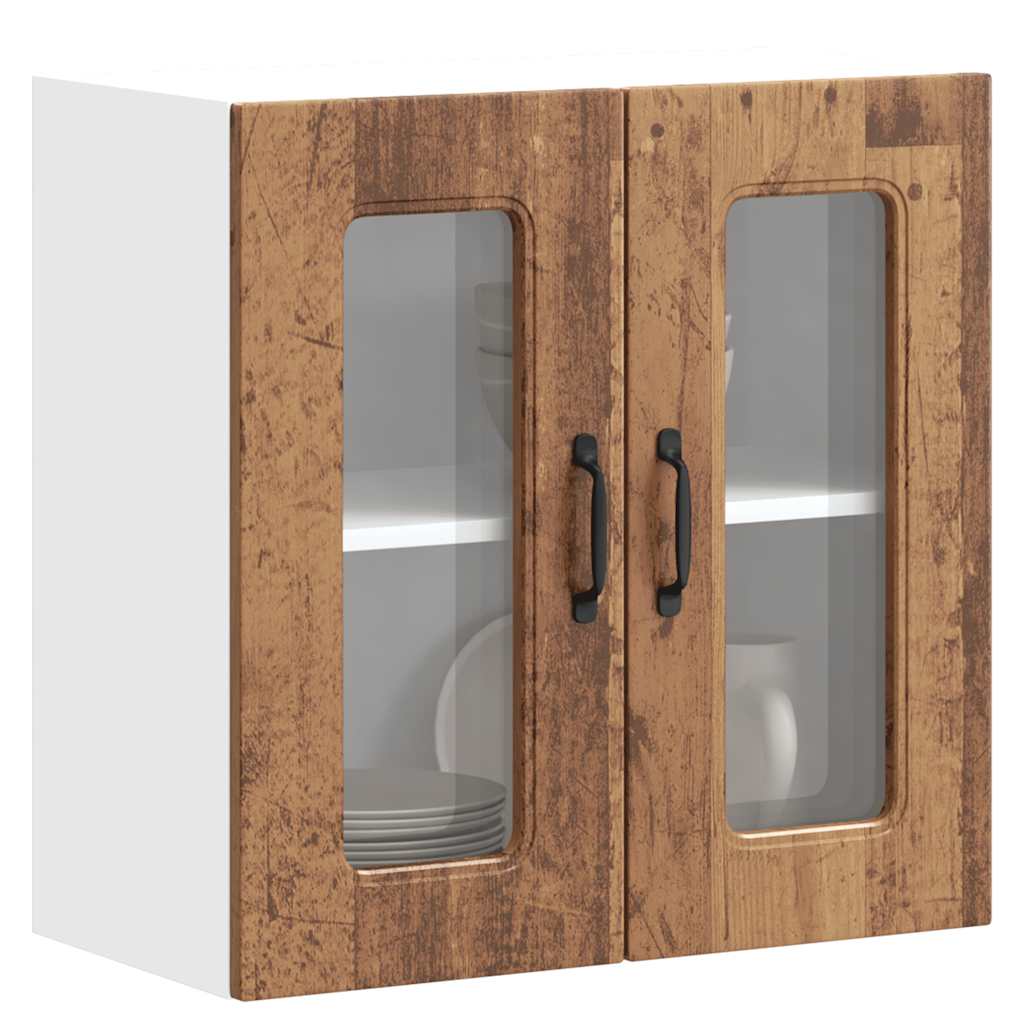 vidaXL Kitchen Wall Cabinet with Glass Door Kalmar Old Wood Engineered Wood 4