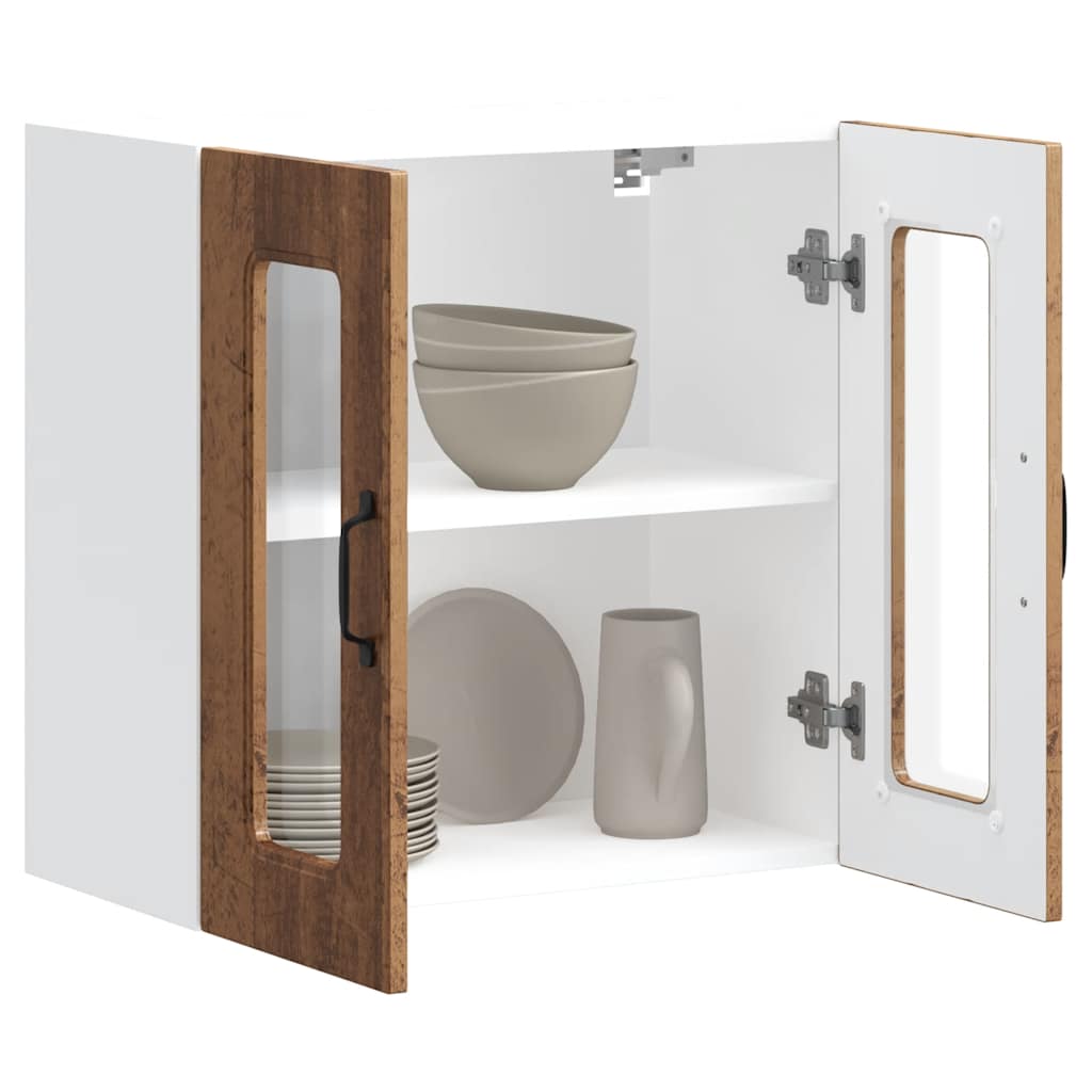 vidaXL Kitchen Wall Cabinet with Glass Door Kalmar Old Wood Engineered Wood 5