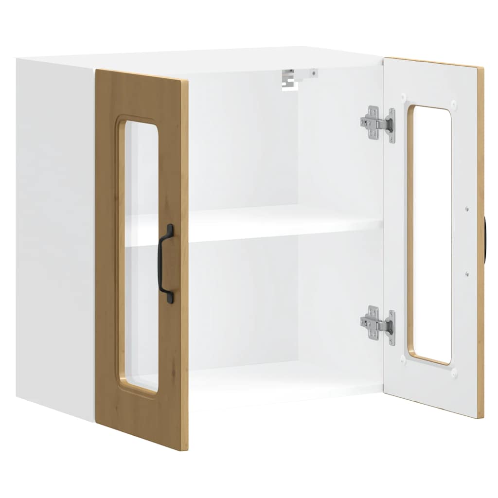 vidaXL Kitchen Wall Cabinet with Glass Door Kalmar Artisan Oak Engineered Wood 6