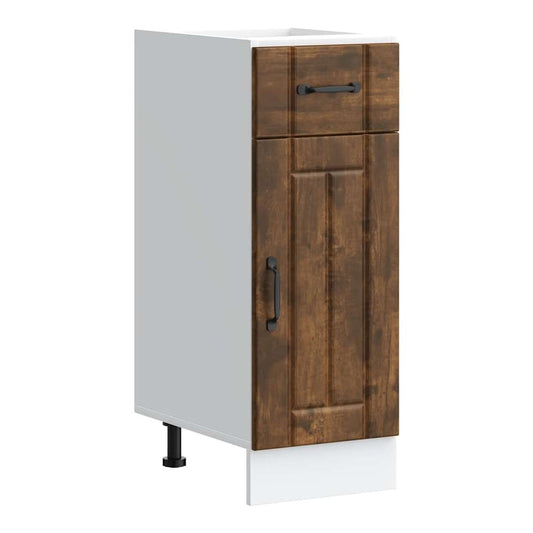 Kitchen Base Cabinet "Lucca" Engineered Wood Smoked oak 1x bottom cabinet (1 door 1 drawer) 30 cm wide 81.5 cm high–1x wall cabinet (1 door) 40 cm wide 60 cm high 1x bottom cabinet (1 door 1 drawer) 30 cm wide 81.5 cm high
