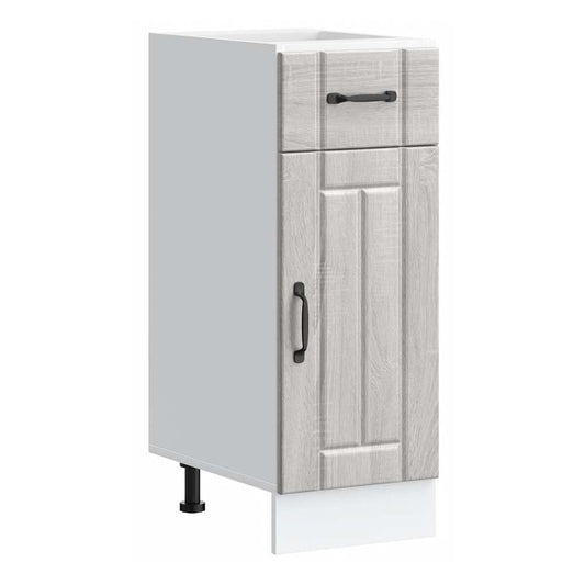 Kitchen Base Cabinet "Lucca" Engineered Wood Grey sonoma 1x bottom cabinet (1 door 1 drawer) 30 cm wide 81.5 cm high–1x wall cabinet (1 door) 30 cm wide 100 cm high 1x bottom cabinet (1 door 1 drawer) 30 cm wide 81.5 cm high