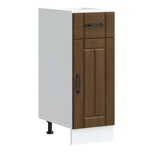 Kitchen Base Cabinet "Lucca" Engineered Wood Brown oak 1x bottom cabinet (1 door 1 drawer) 30 cm wide 81.5 cm high–1x wall cabinet (1 door) 30 cm wide 100 cm high 1x bottom cabinet (1 door 1 drawer) 30 cm wide 81.5 cm high