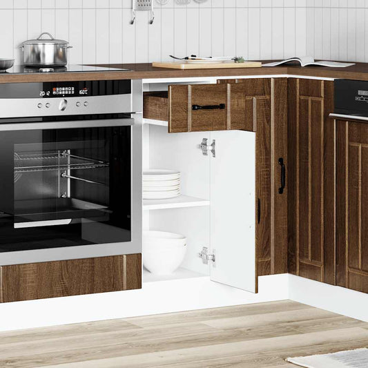 Kitchen Base Cabinet "Lucca" Engineered Wood Brown oak 1x bottom cabinet (1 door 1 drawer) 30 cm wide 81.5 cm high–1x wall cabinet (1 door) 30 cm wide 100 cm high 1x bottom cabinet (1 door 1 drawer) 30 cm wide 81.5 cm high