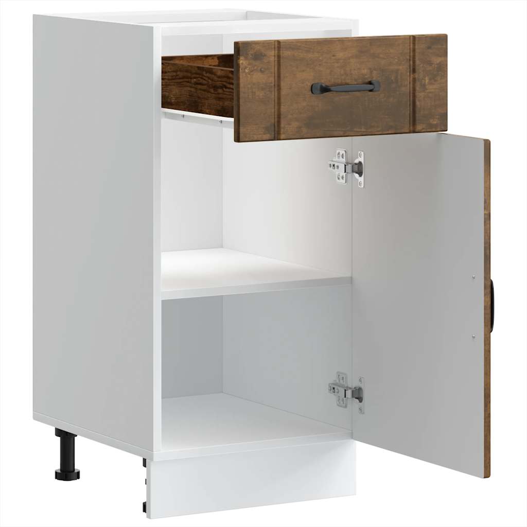 vidaXL Kitchen Base Cabinet Lucca Smoked Oak Engineered Wood 5
