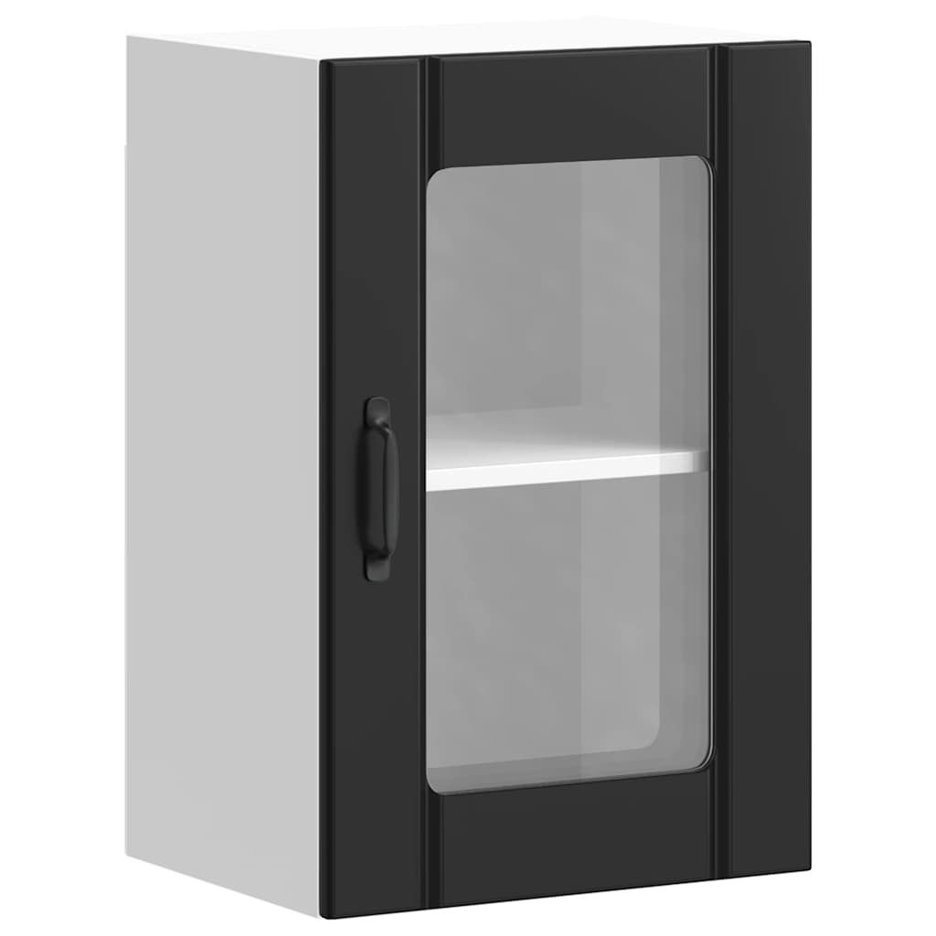 vidaXL Kitchen Wall Cabinet with Glass Door Lucca Black 2