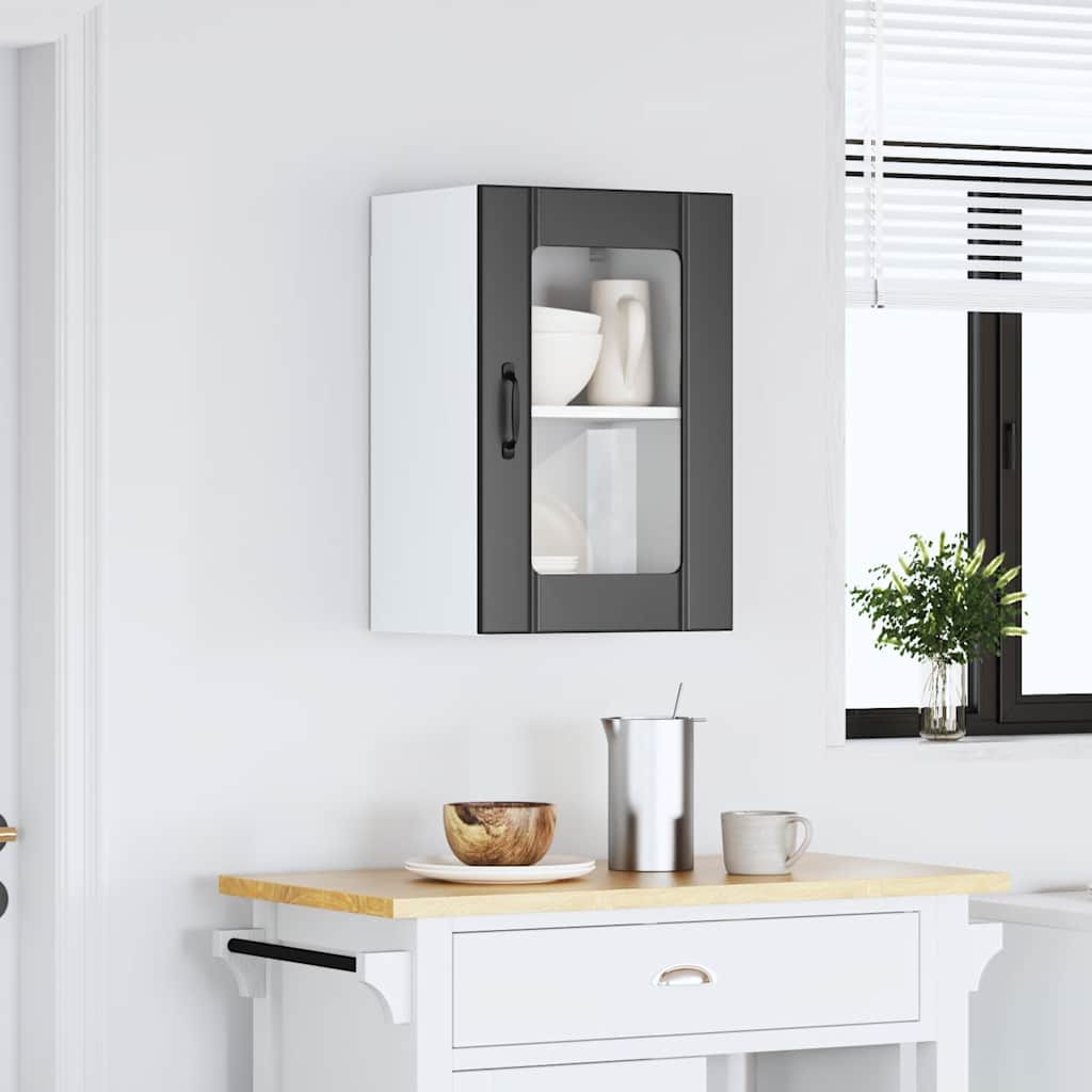 vidaXL Kitchen Wall Cabinet with Glass Door Lucca Black 3