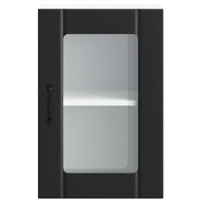 vidaXL Kitchen Wall Cabinet with Glass Door Lucca Black 6