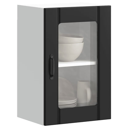 vidaXL Kitchen Wall Cabinet with Glass Door Lucca Black 1