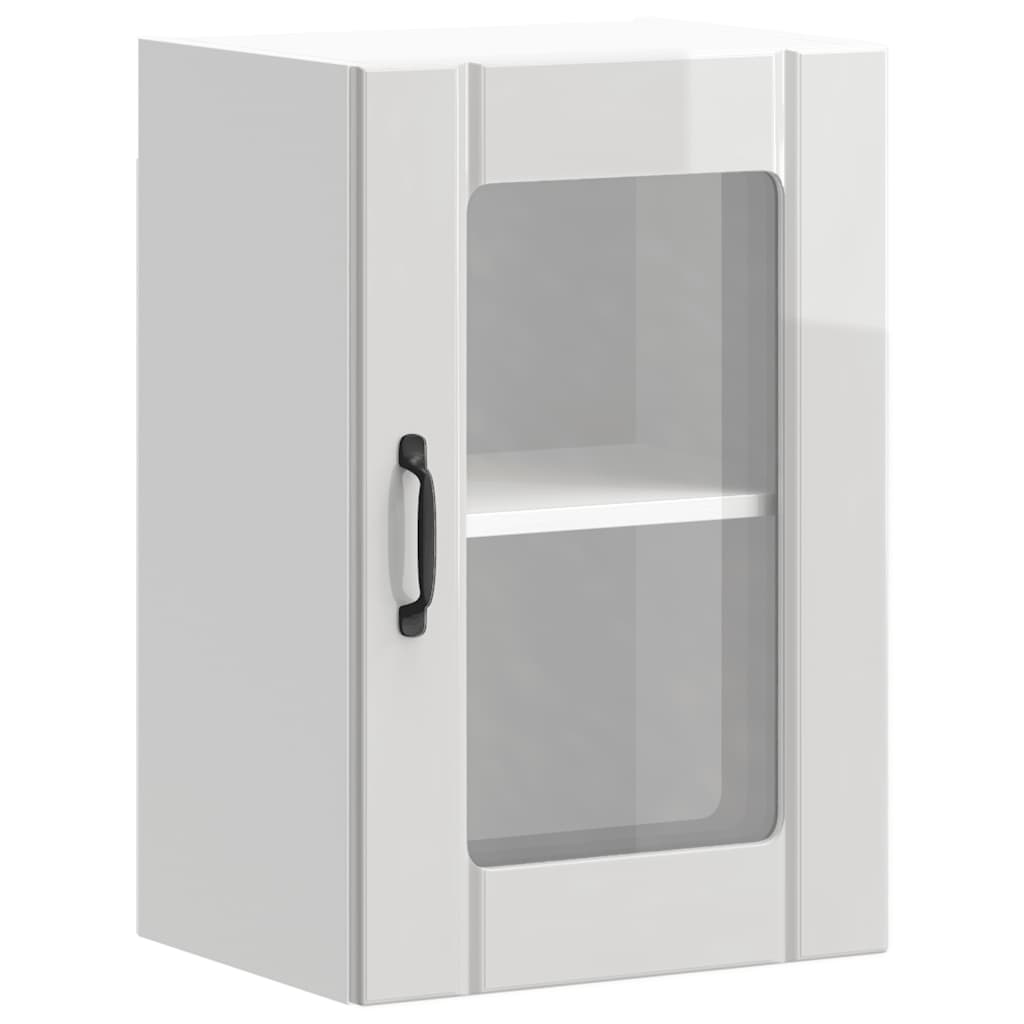 vidaXL Kitchen Wall Cabinet with Glass Door Lucca High Gloss White 2