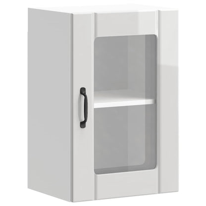 vidaXL Kitchen Wall Cabinet with Glass Door Lucca High Gloss White 2