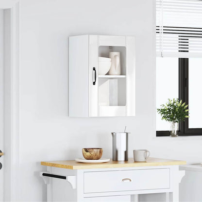 vidaXL Kitchen Wall Cabinet with Glass Door Lucca High Gloss White 3