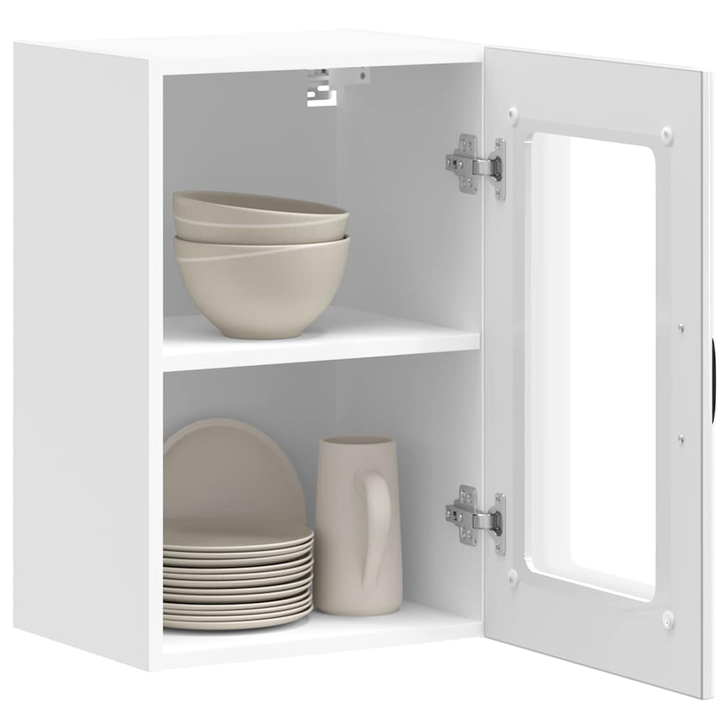 vidaXL Kitchen Wall Cabinet with Glass Door Lucca High Gloss White 5