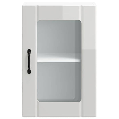 vidaXL Kitchen Wall Cabinet with Glass Door Lucca High Gloss White 6