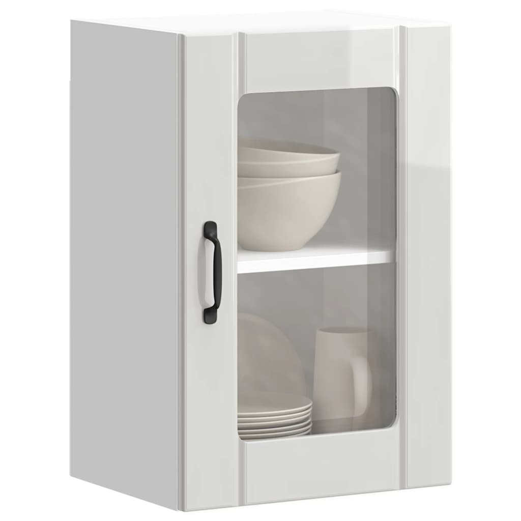 vidaXL Kitchen Wall Cabinet with Glass Door Lucca High Gloss White 1