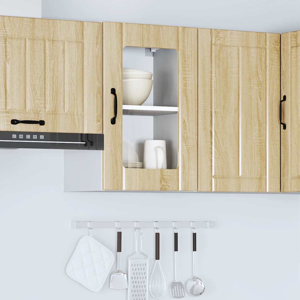 vidaXL Kitchen Wall Cabinet with Glass Door Lucca Sonoma Oak 4
