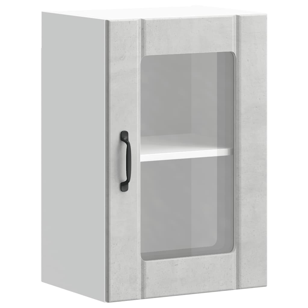 vidaXL Kitchen Wall Cabinet with Glass Door Lucca Concrete Grey 2