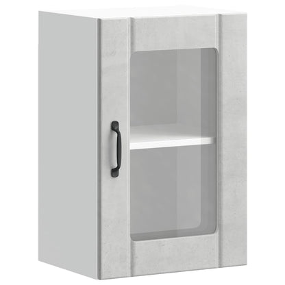 vidaXL Kitchen Wall Cabinet with Glass Door Lucca Concrete Grey 2