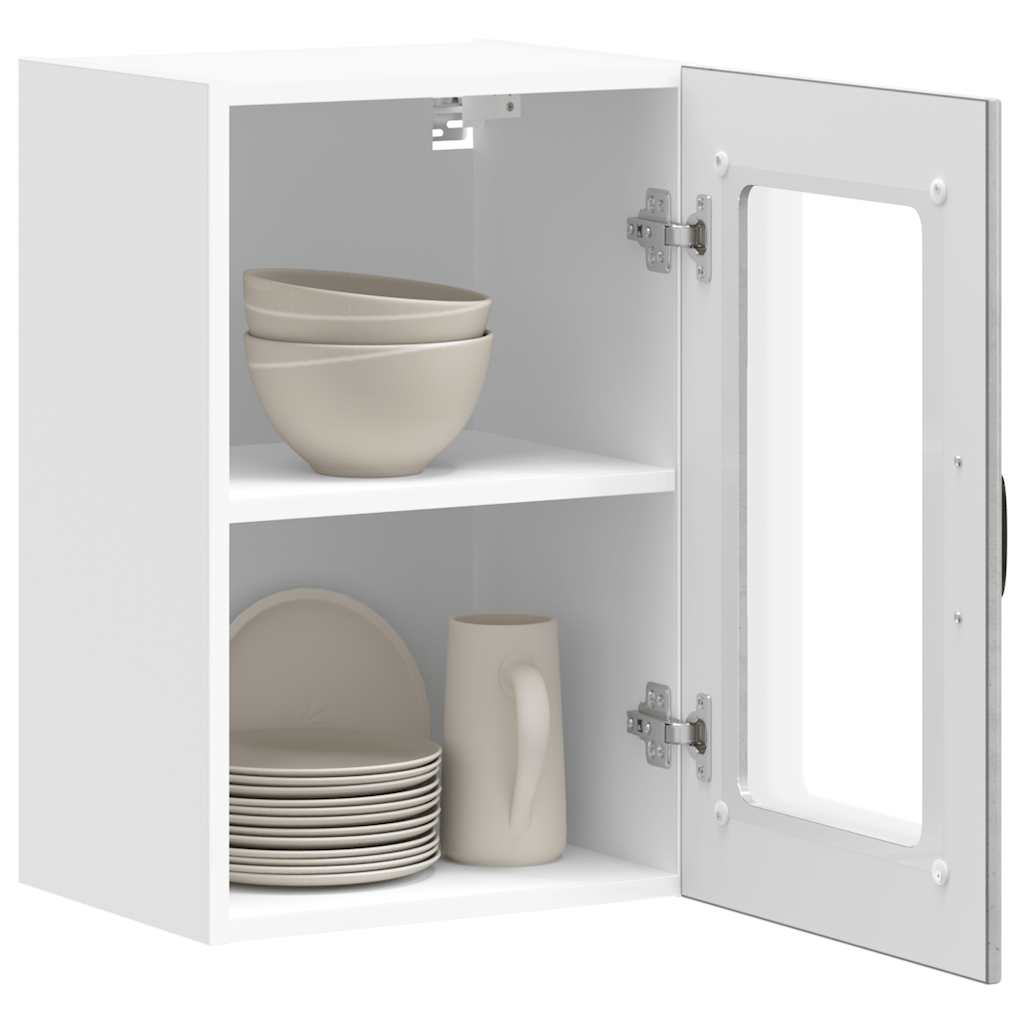vidaXL Kitchen Wall Cabinet with Glass Door Lucca Concrete Grey 5