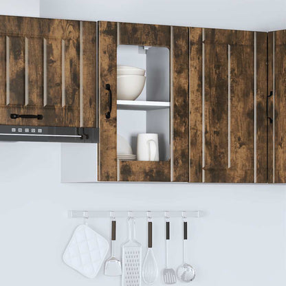 vidaXL Kitchen Wall Cabinet with Glass Door Lucca Smoked Oak 3