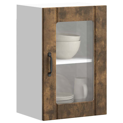 vidaXL Kitchen Wall Cabinet with Glass Door Lucca Smoked Oak 4