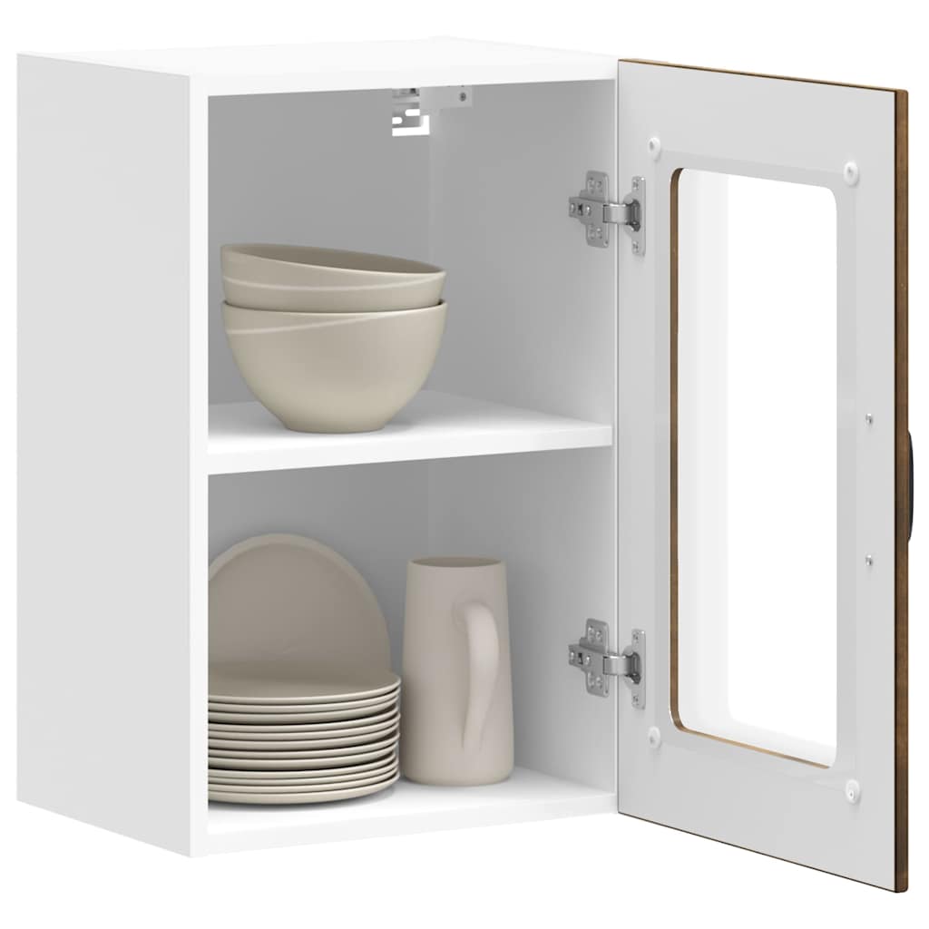vidaXL Kitchen Wall Cabinet with Glass Door Lucca Smoked Oak 5