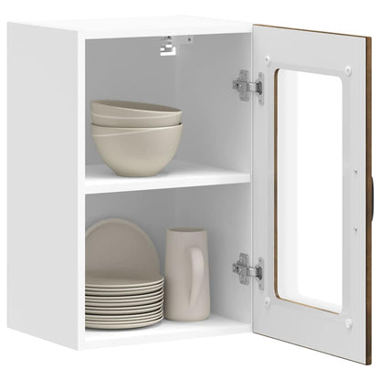 vidaXL Kitchen Wall Cabinet with Glass Door Lucca Smoked Oak 5